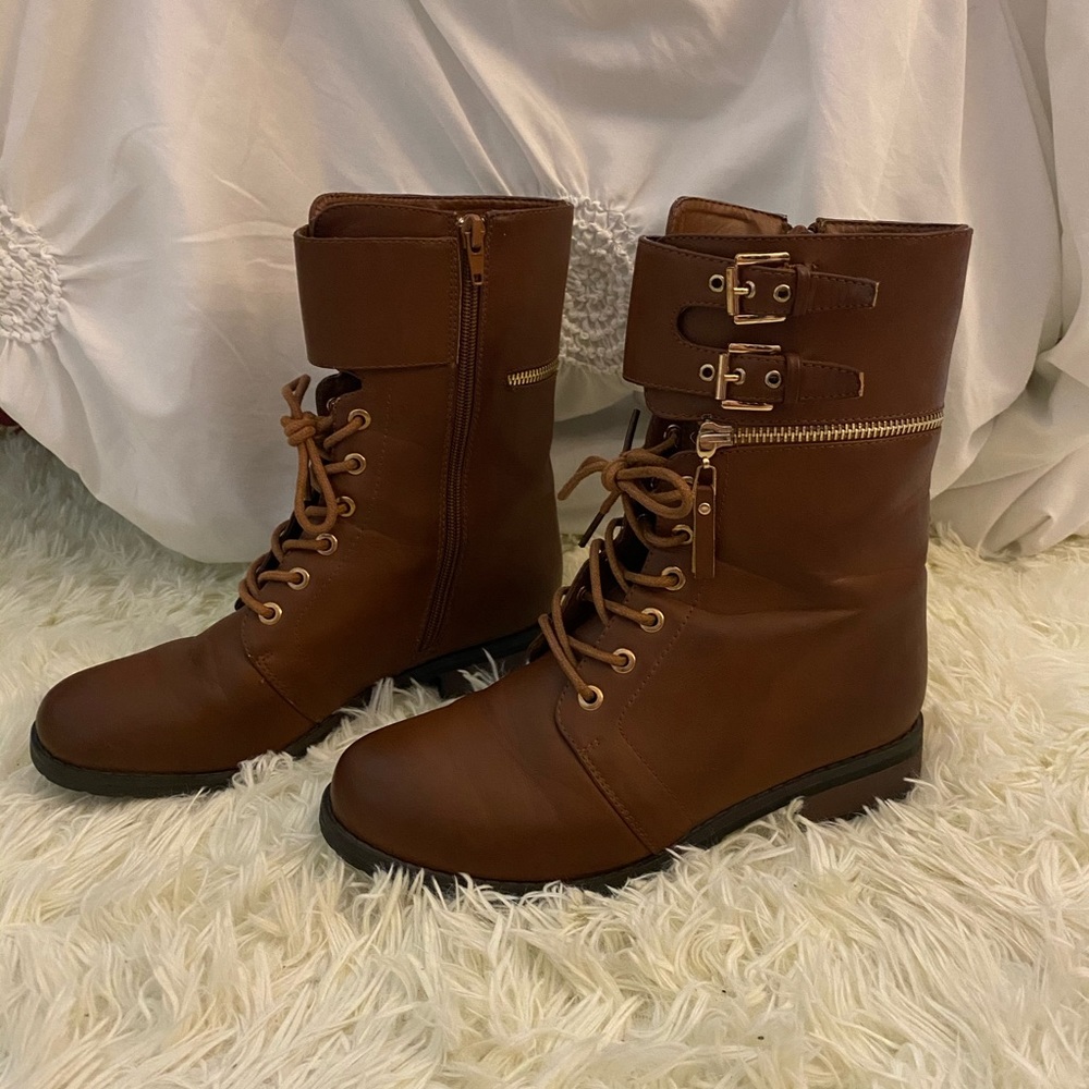 Bamboo Brown Combat Boots